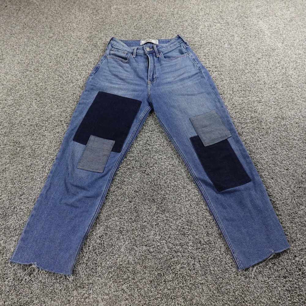 Hollister Jeans Womens 0 Dark Blue Denim Pants High Rise Straight Stretch Flex